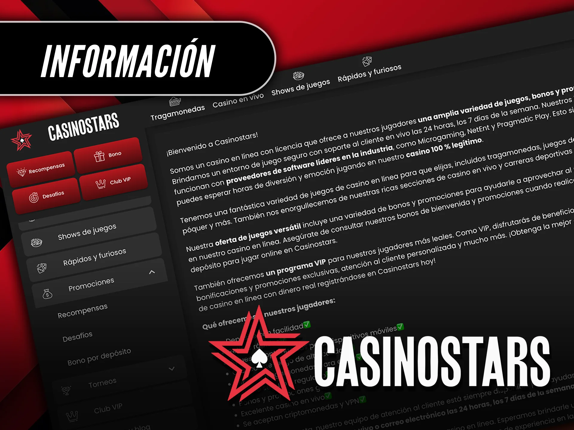 Conoce toda la información sobre Casinostars y empieza a jugar hoy.