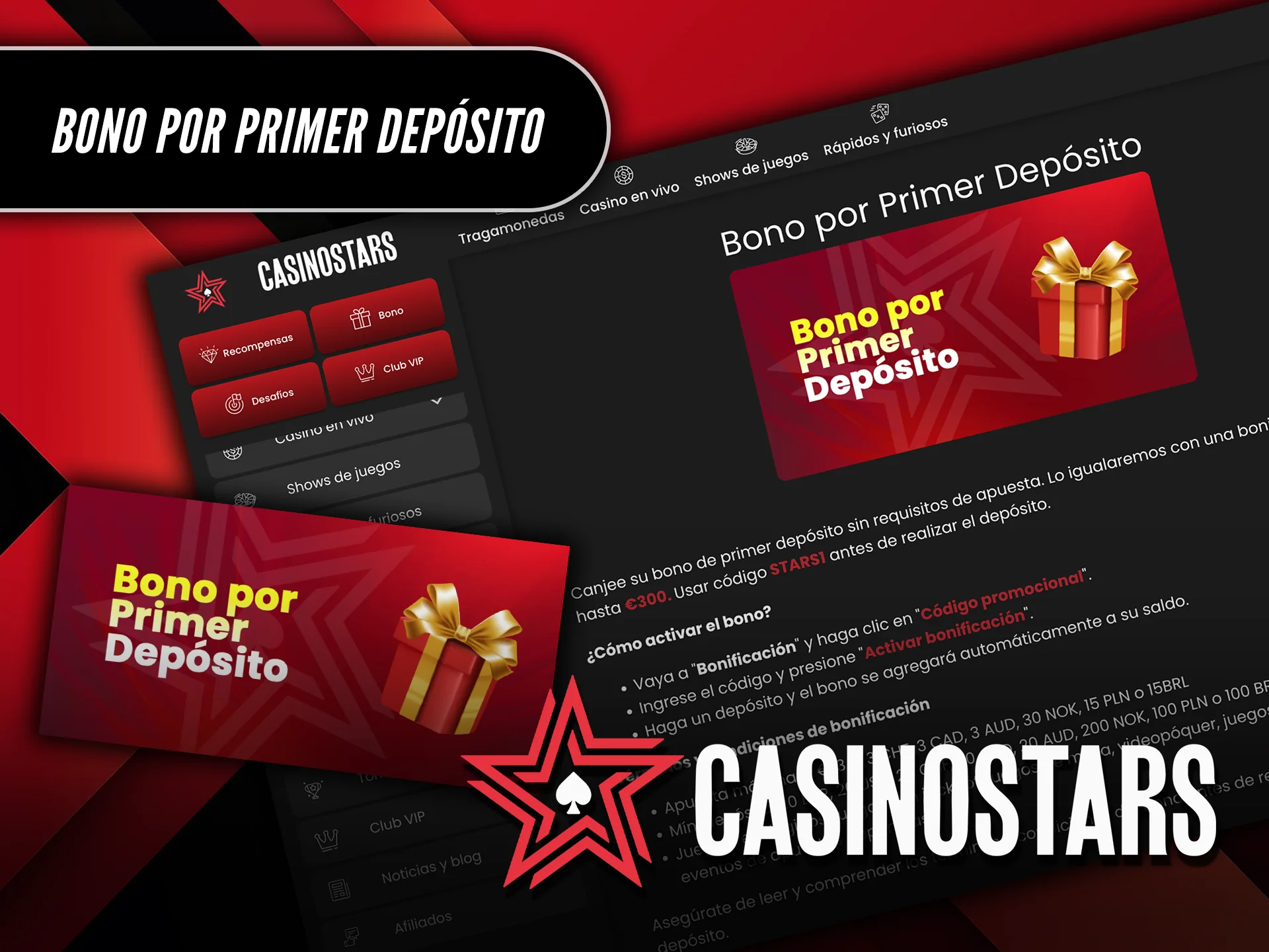 Activa tu bono por primer depósito y empieza a ganar en Casinostars.