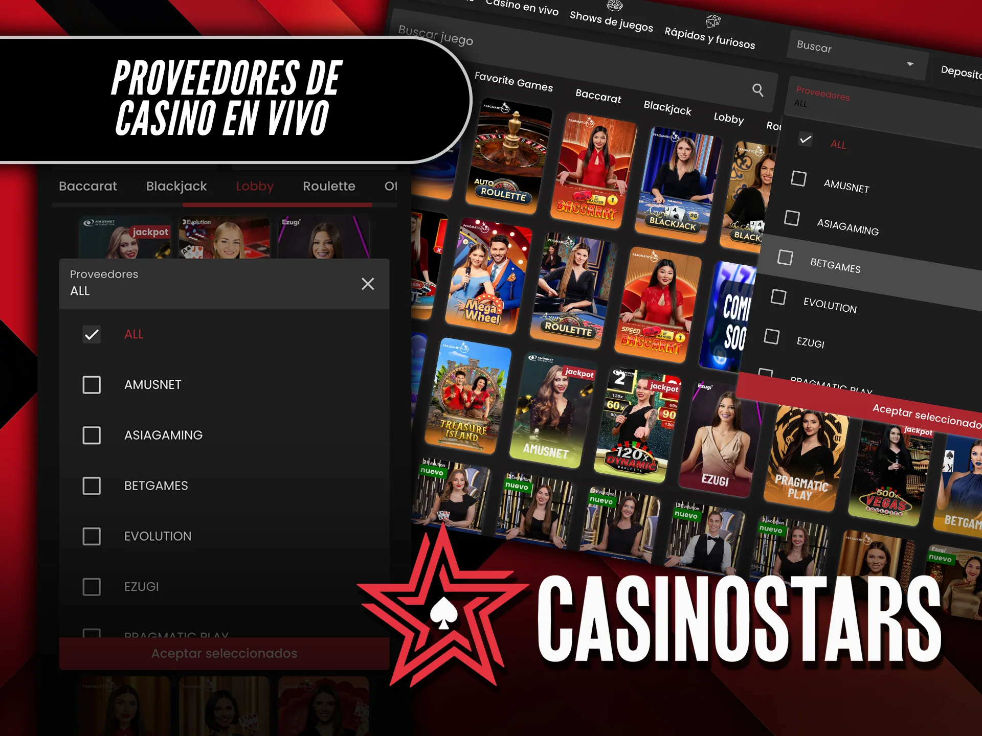Conoce los proveedores que ofrecen casino en vivo en Casinostars.