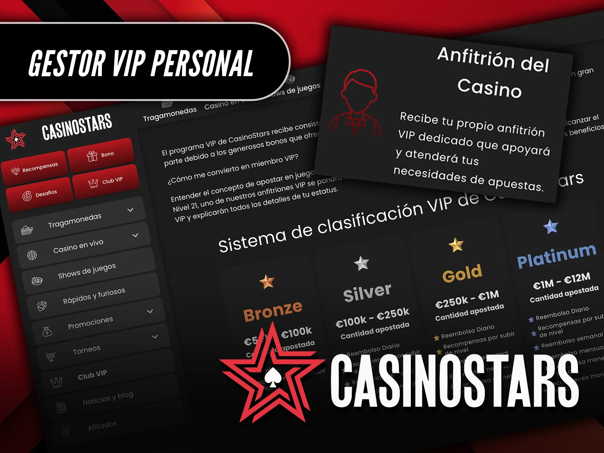 Disfruta de un gestor VIP personal y atención dedicada en Casinostars.