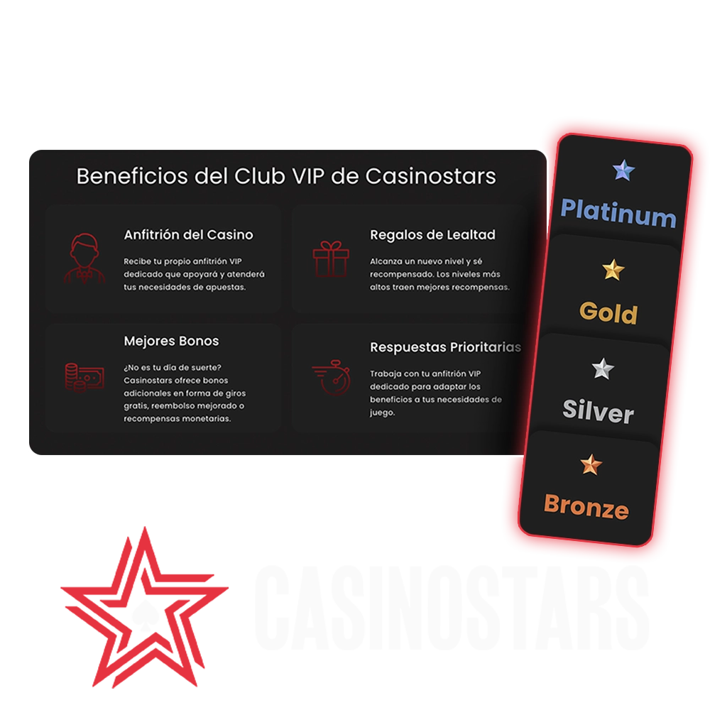 Cuanto más alto sea el nivel vip más beneficios en Casinostars.
