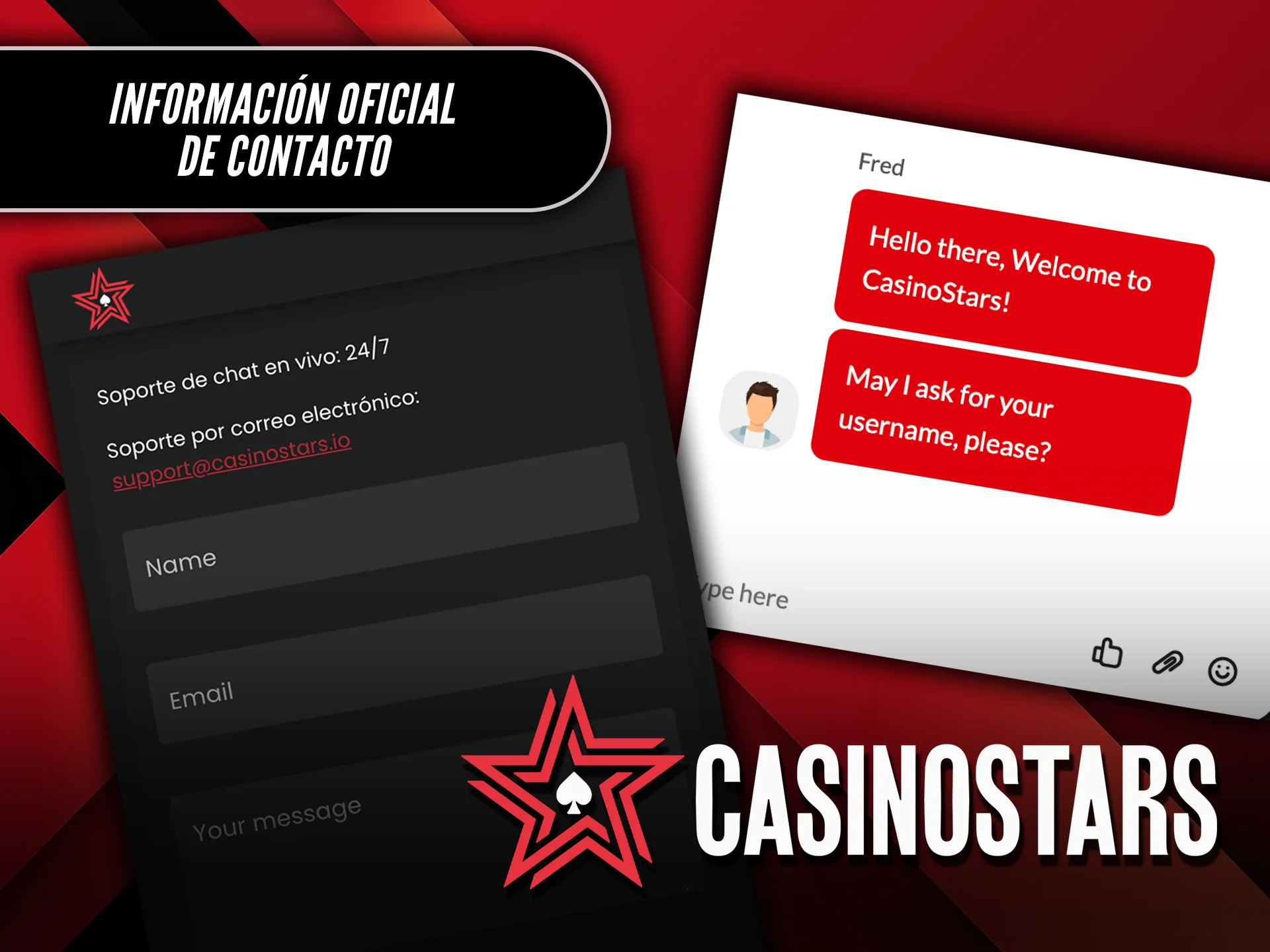 Accede a la información oficial de contacto de Casinostars.