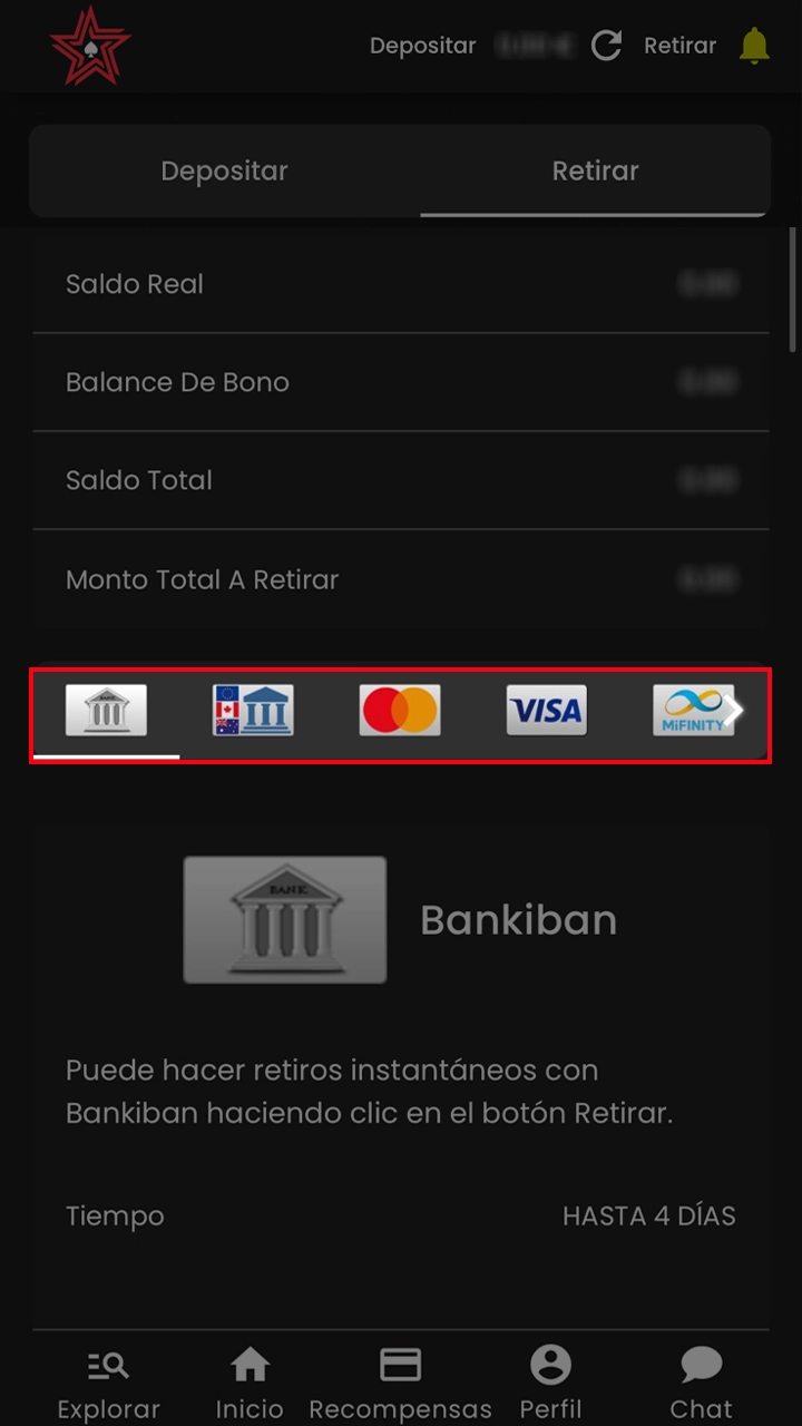 Elija el método de retirada de Casinostars que más le convenga.
