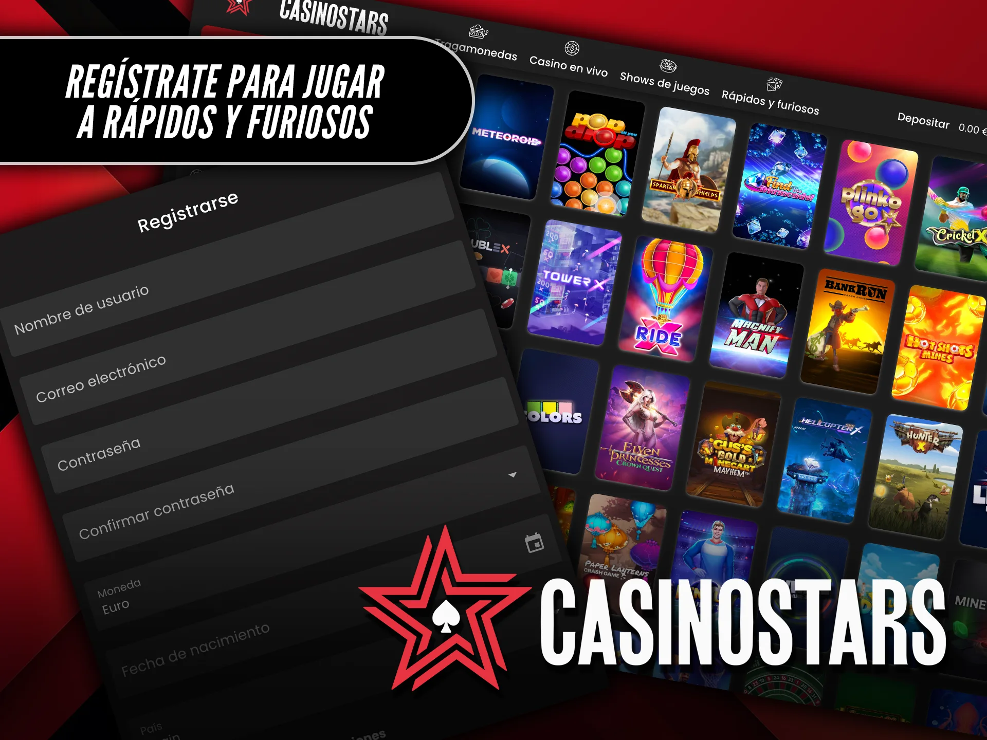 Regístrate en Casinostars y disfruta de los juegos rápidos y furiosos.