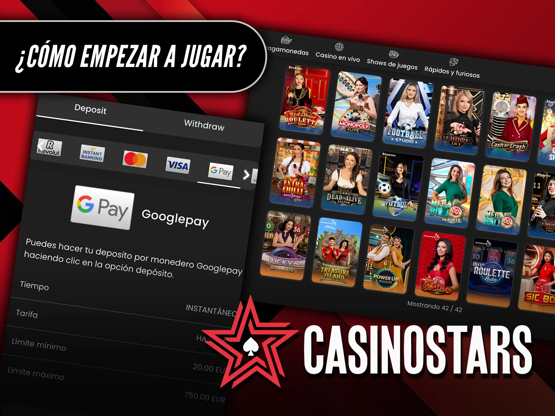 Aprende cómo empezar a jugar en los shows de juegos de Casinostars.