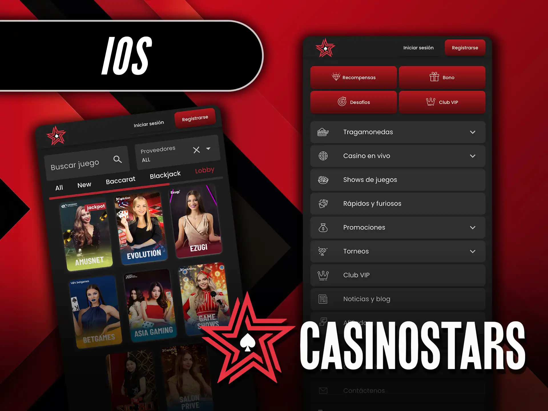 Instala Casinostars en iOS y lleva la diversión siempre contigo.