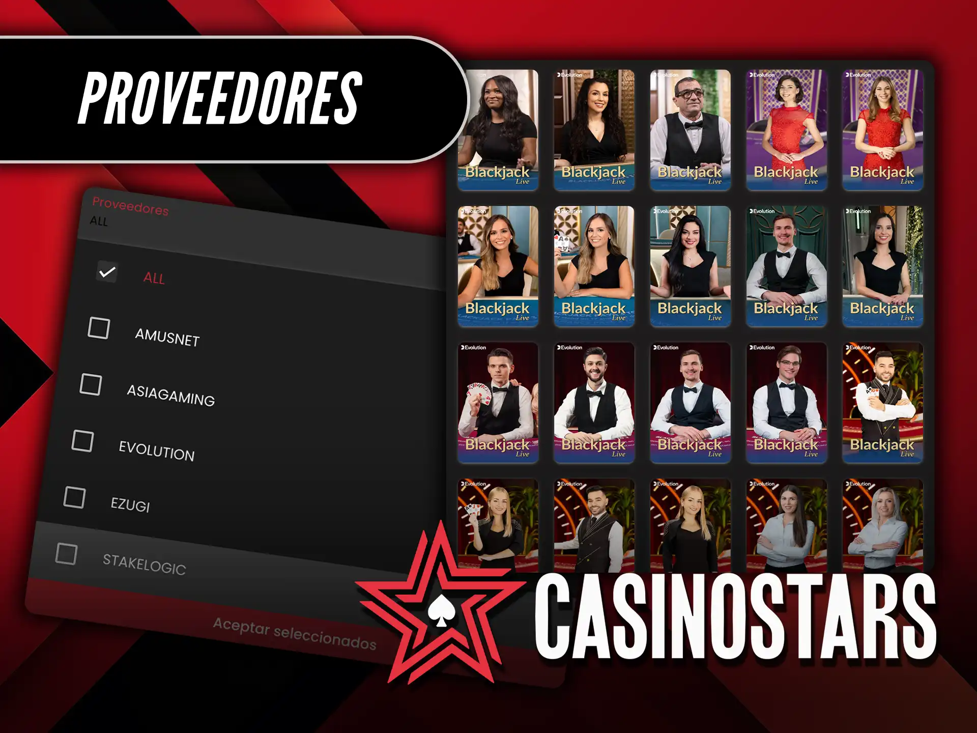 Descubre los Proveedores que ofrecen el mejor Blackjack en vivo en Casino Stars.