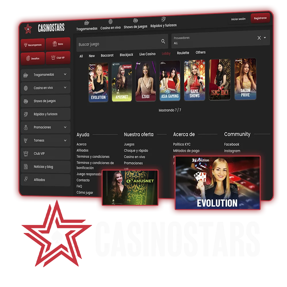 Explora el Lobby de Casino Stars y encuentra tus juegos favoritos en un solo lugar.