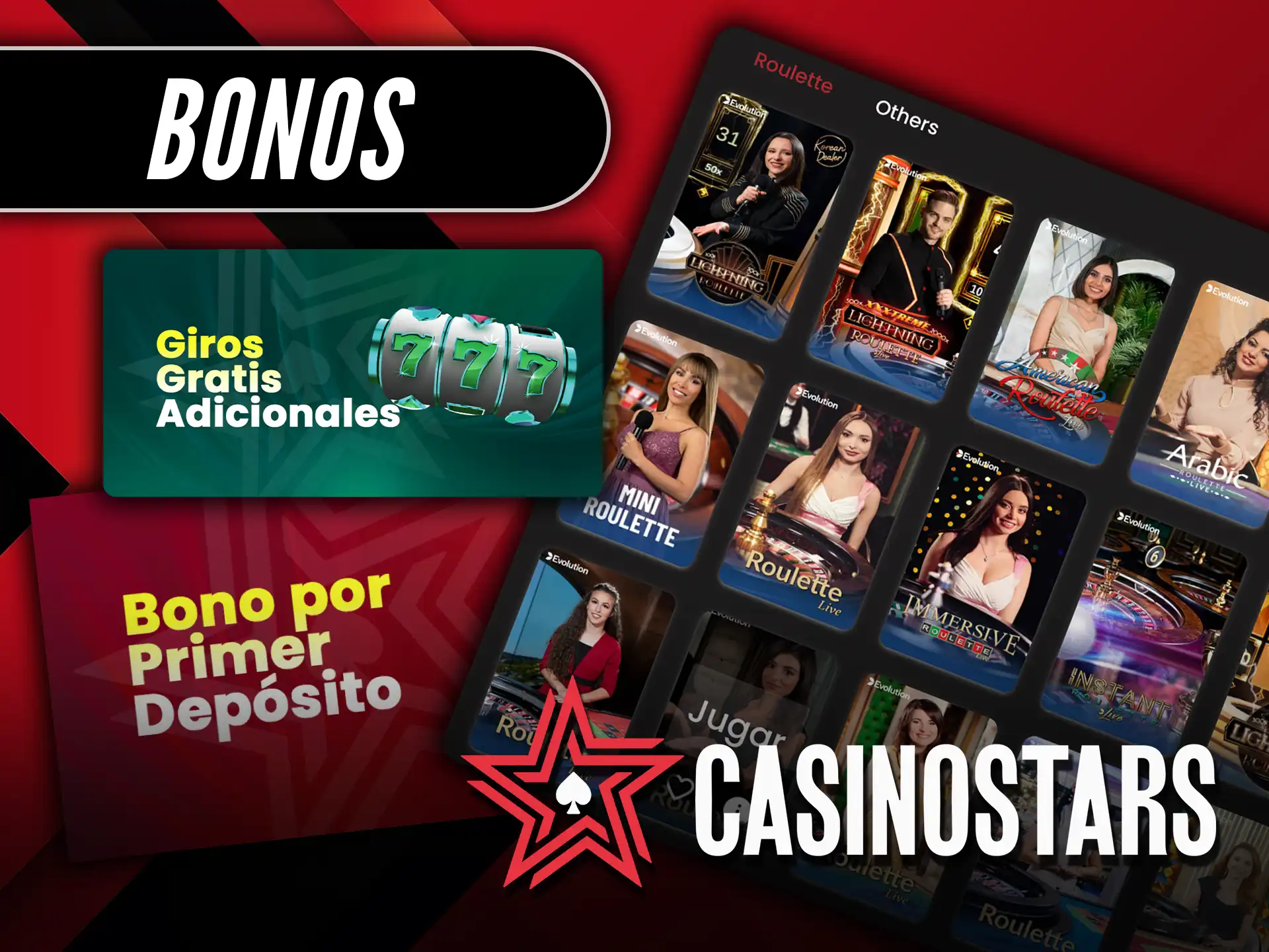 Reclama los Bonos actuales especiales para jugar a la Ruleta en Casino Stars.