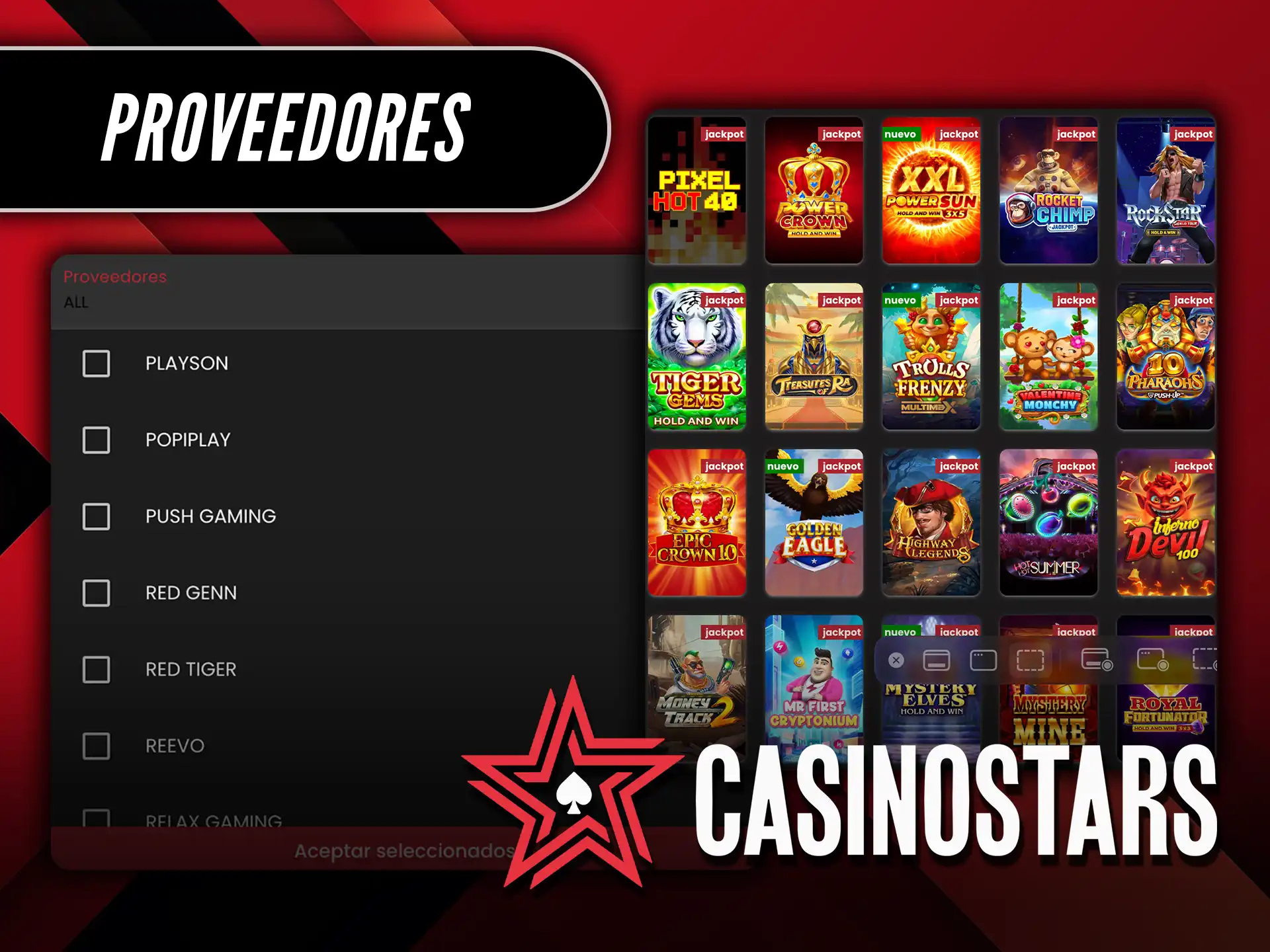 Conoce los Proveedores líderes de las mejores Tragamonedas con Jackpot que tiene Casino Stars.