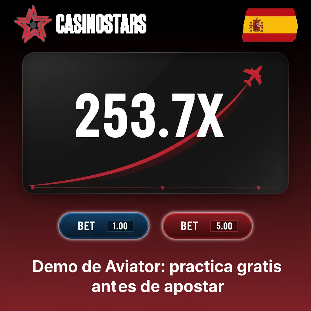 Modo demo de Aviator: pantalla con avión, multiplicador, saldo virtual, doble apuesta, auto cash out y estadísticas.