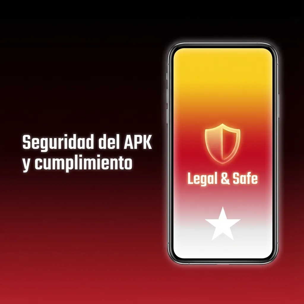 Ilustración de seguridad del APK: escudo, candado SSL y certificado; cifrado avanzado y cumplimiento para juego regulado